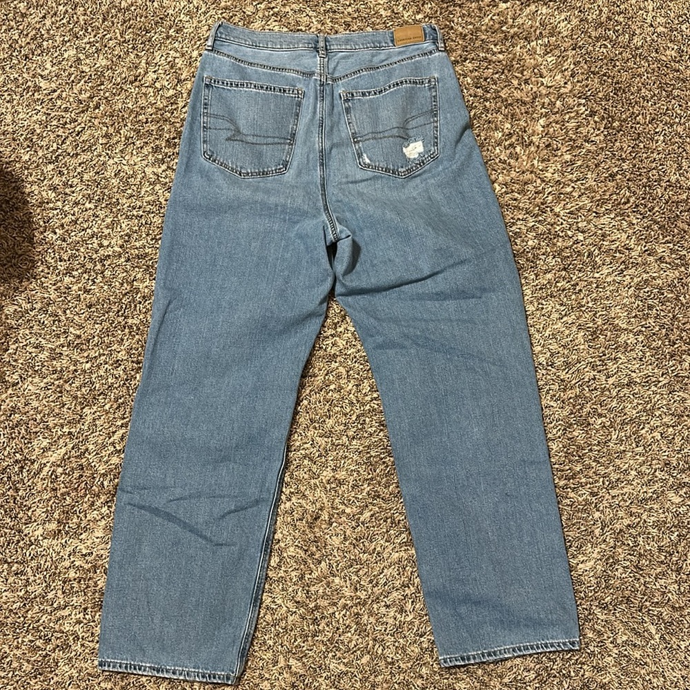 American Eagle Baggy Jean Size 14 Blue Distressed - Picture 2 of 9
